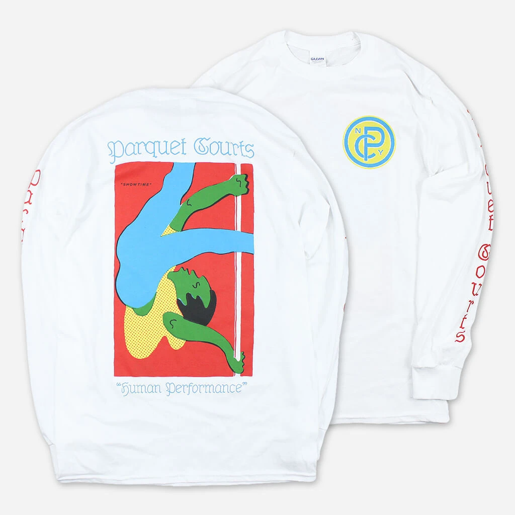 Parquet Courts New Merch Showtime White Long Sleeve T-Shirt 1 Parquet Courts New Merch Showtime White Long Sleeve T-Shirt