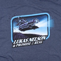 Lukas Nelson & Promise Of The Real Tour Bus Ship Heather Denim/Navy Ringer T-Shirt New Merch