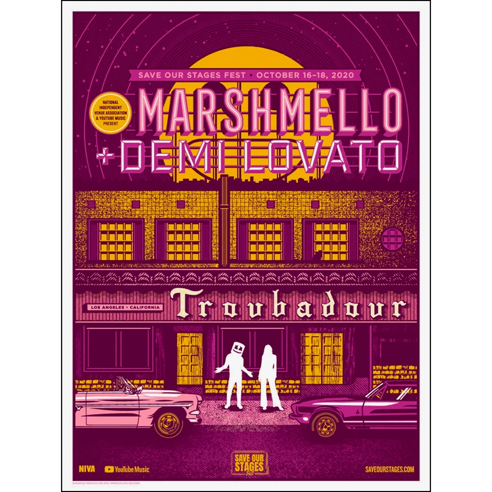NIVA Marshmello + Demi Levato Live At Troubadour - Hand Screen-Printed Poster New Merch 1 NIVA Marshmello + Demi Levato Live At Troubadour - Hand Screen-Printed Poster New Merch