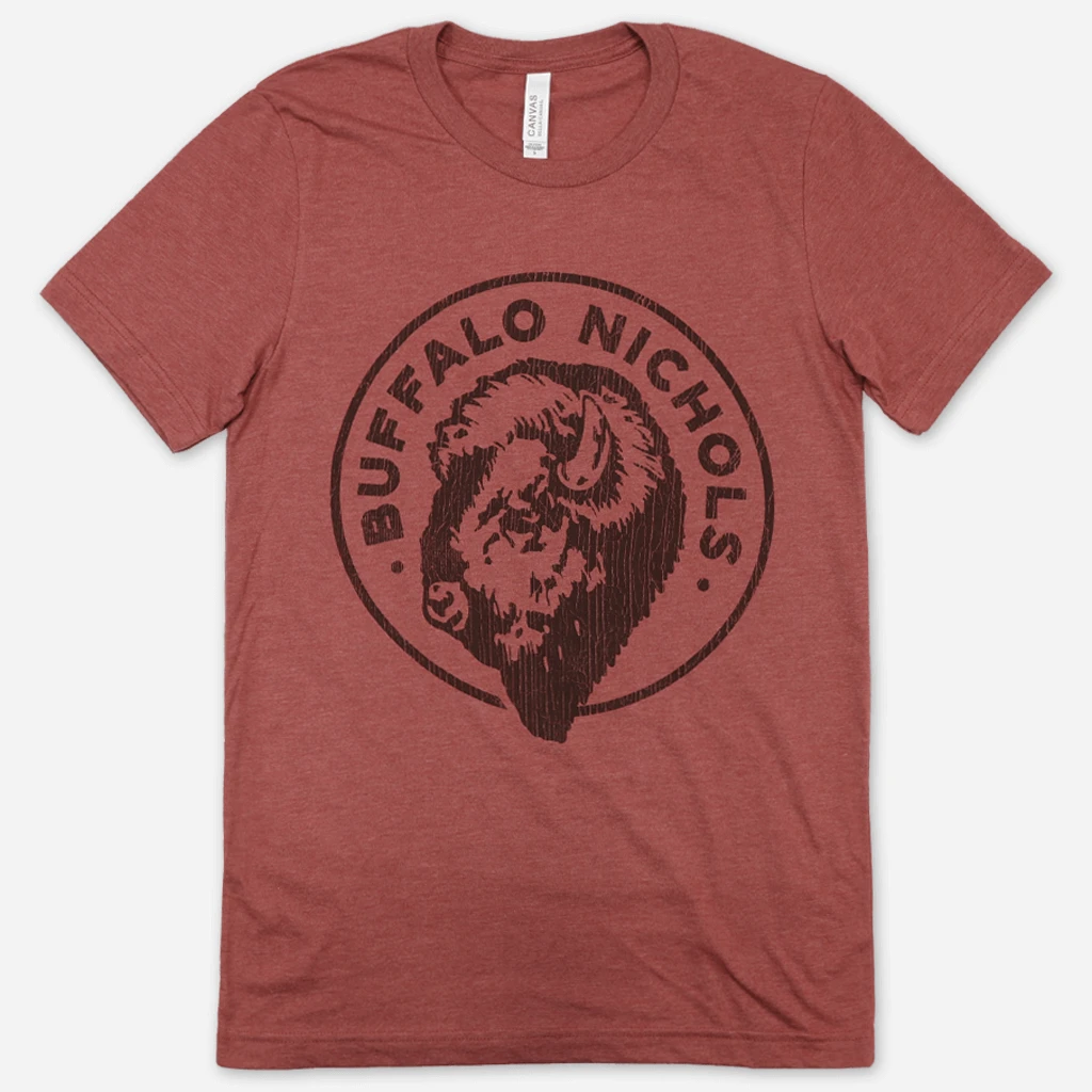 Buffalo Nichols New Merch Merit Badge Heather Clay T-Shirt 1 Buffalo Nichols New Merch Merit Badge Heather Clay T-Shirt