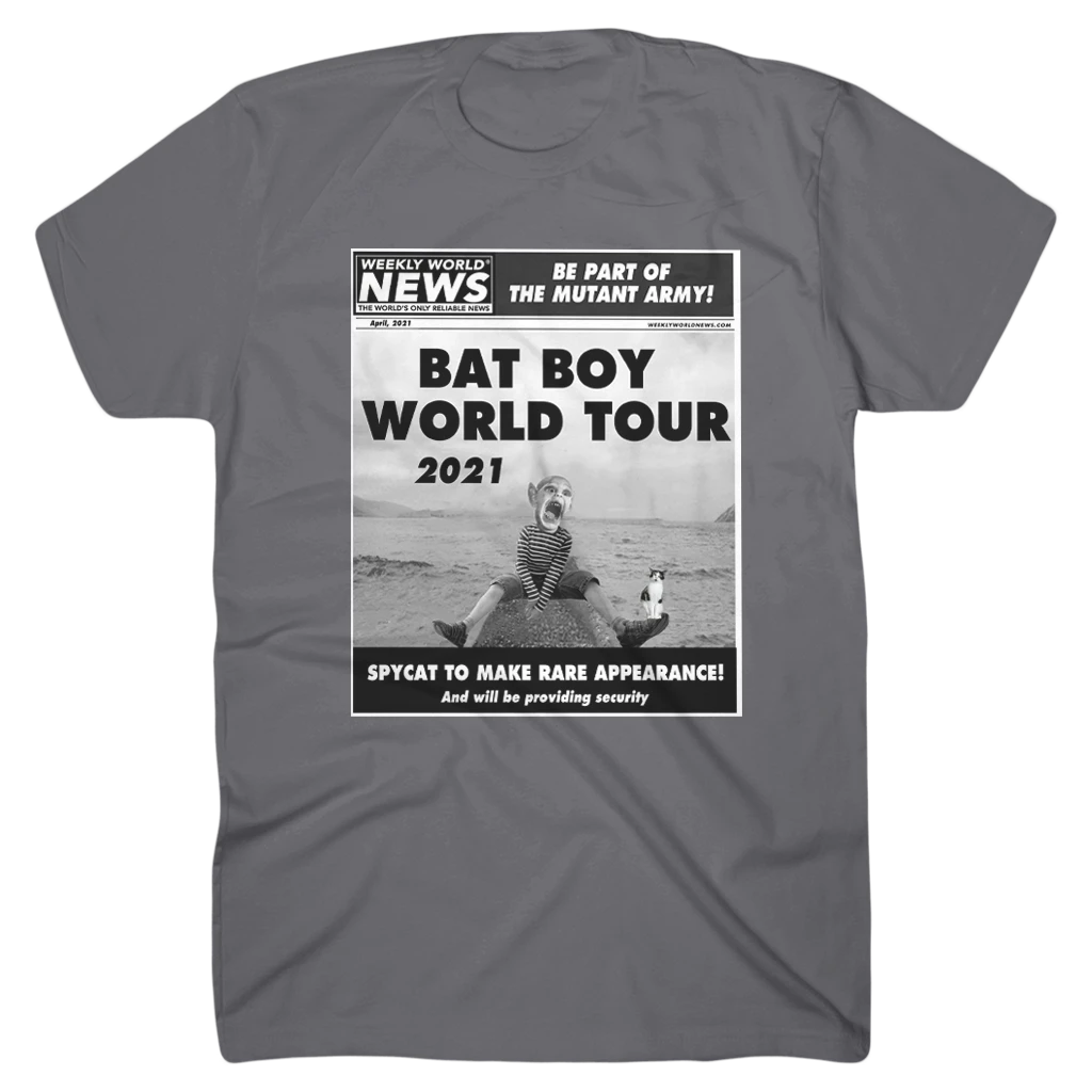 Weekly World News Bat Boy Tour 2021 Charcoal T-Shirt New Merch 2 Weekly World News Bat Boy Tour 2021 Charcoal T-Shirt New Merch