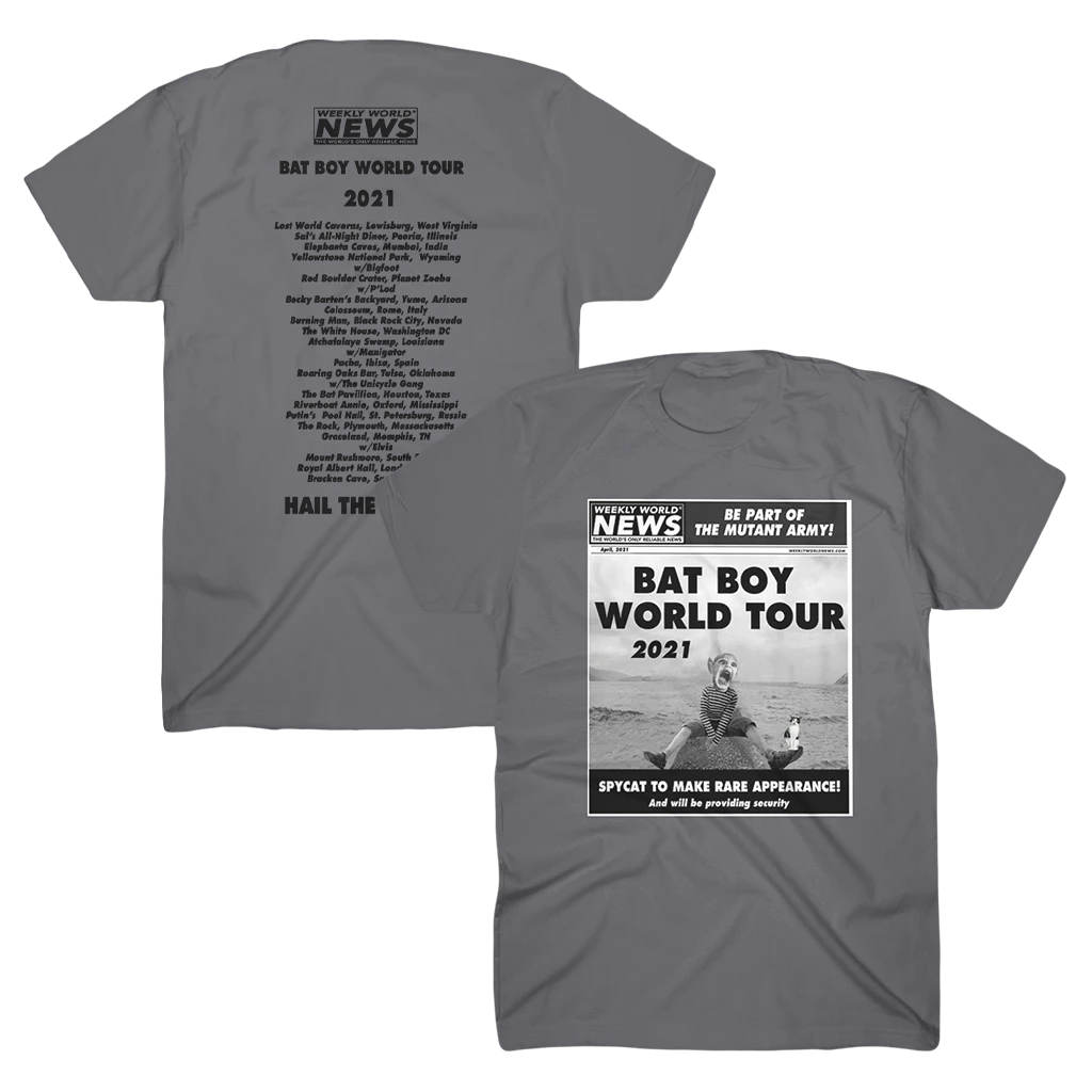 Weekly World News Bat Boy Tour 2021 Charcoal T-Shirt New Merch 1 Weekly World News Bat Boy Tour 2021 Charcoal T-Shirt New Merch