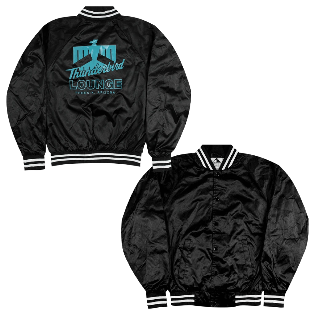 Thunderbird Lounge TL Logo Black Satin Jacket 1 Thunderbird Lounge TL Logo Black Satin Jacket