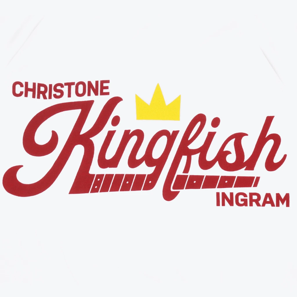 Christone "Kingfish" Ingram Homerun White & Maroon Baseball Tee New Merch 2 Christone "Kingfish" Ingram Homerun White & Maroon Baseball Tee New Merch