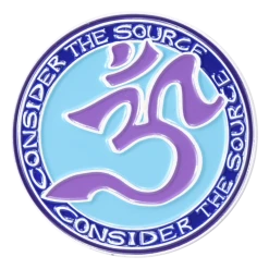 Consider The Source Om Blue And Purple Circle Pin