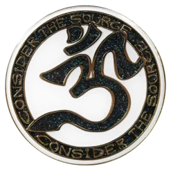 Consider The Source Om White And Black Circle Giltter Pin