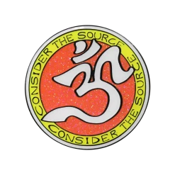 Consider The Source New Merch Om Orange And Yellow Circle Glow Pin