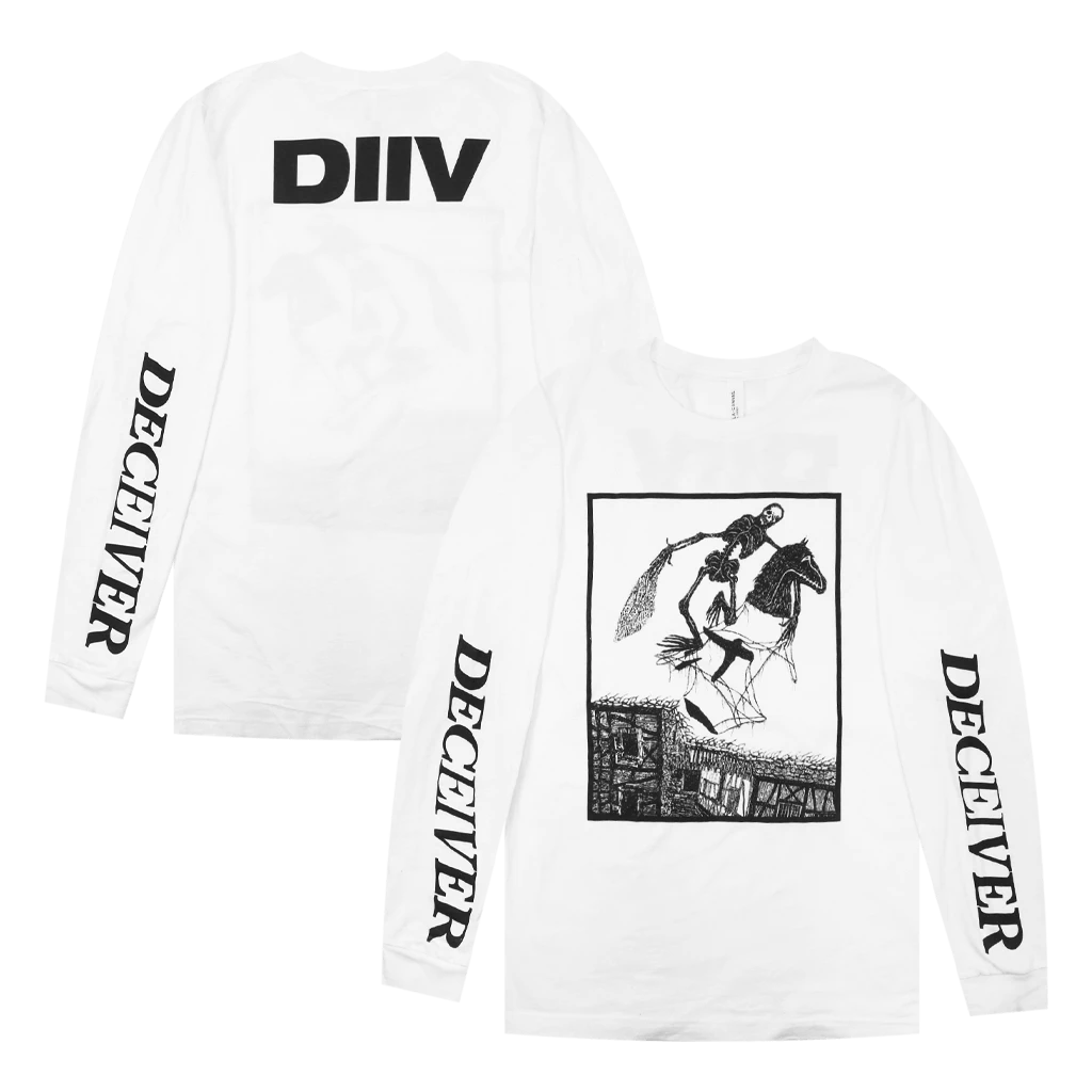 DIIV Deceiver Horsehead Long Sleeve White T-Shirt New Merch 1 DIIV Deceiver Horsehead Long Sleeve White T-Shirt New Merch