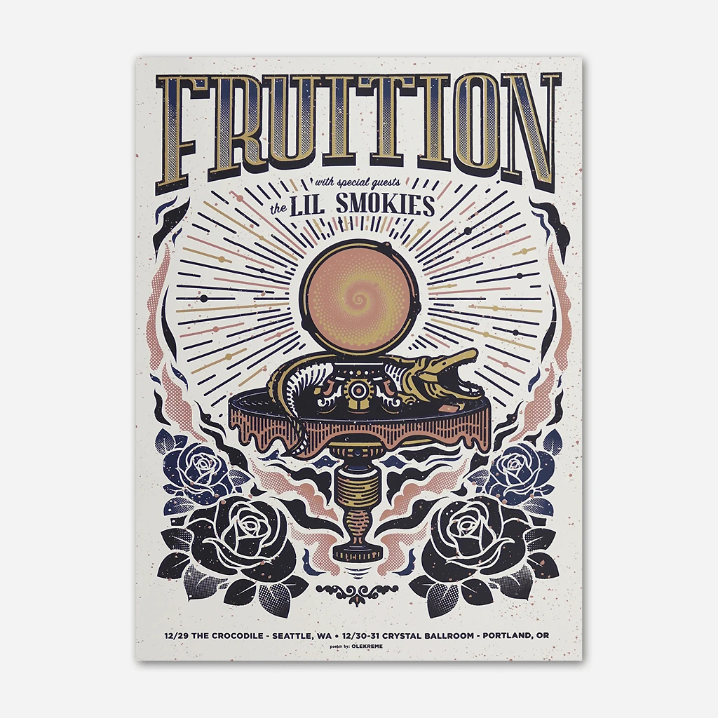 Fruition W/ Lil Smokies Poster NYE 2018 Screenprinted Poster 1 Fruition W/ Lil Smokies Poster NYE 2018 Screenprinted Poster