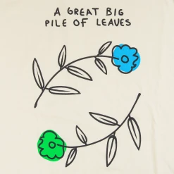 A Great Big Pile Of Leaves Blue & Green Flower Cream T-Shirt New Merch