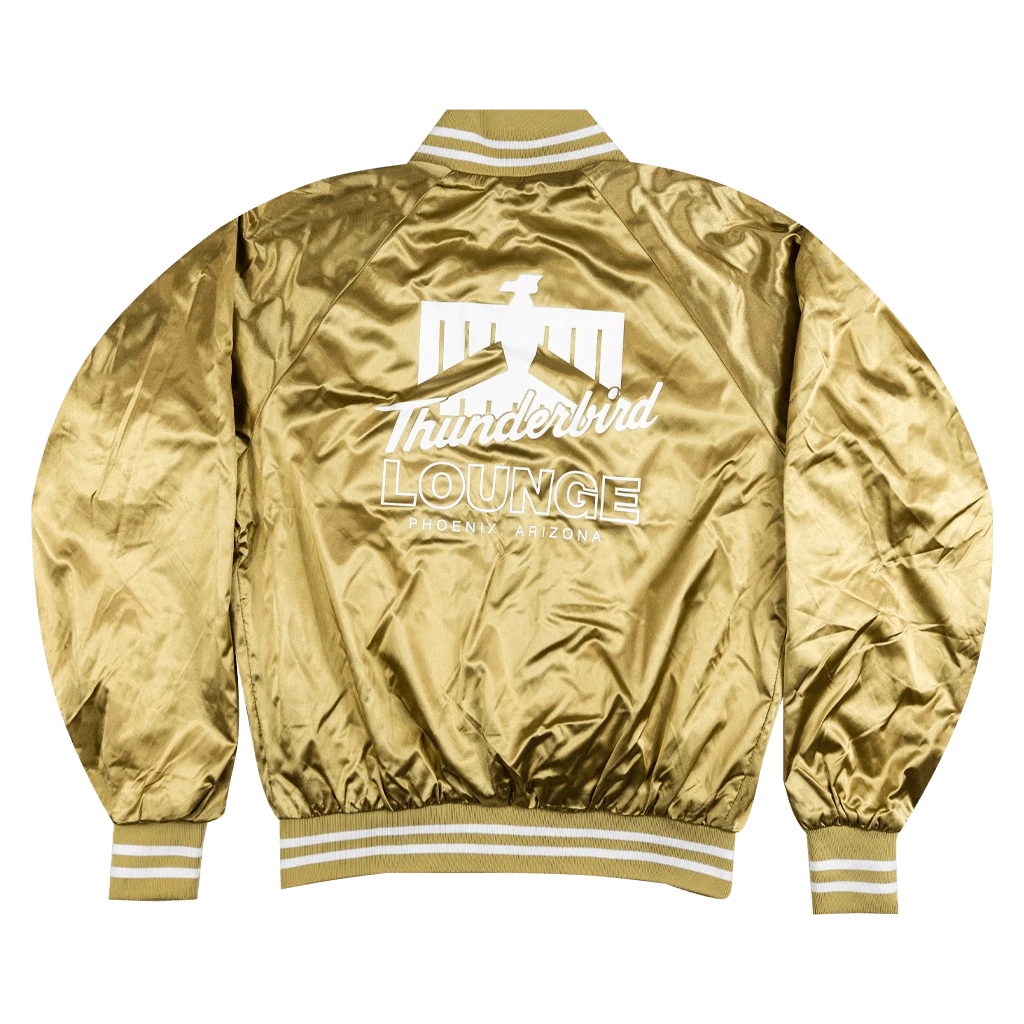 Thunderbird Lounge TL Logo Gold Satin Jacket New Merch 4 Thunderbird Lounge TL Logo Gold Satin Jacket New Merch