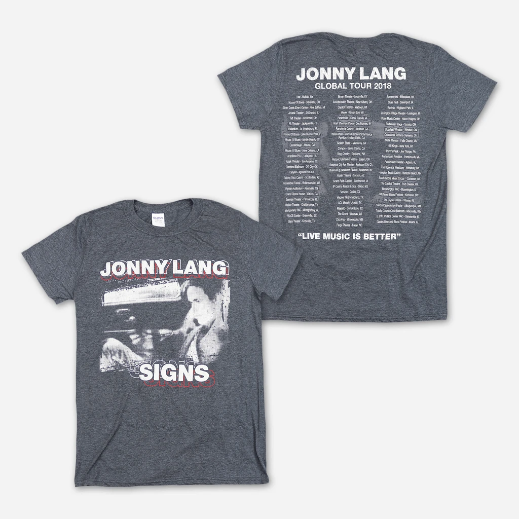Jonny Lang New Merch Signs 2018 Tour Dark Heather Grey T-Shirt 1 Jonny Lang New Merch Signs 2018 Tour Dark Heather Grey T-Shirt