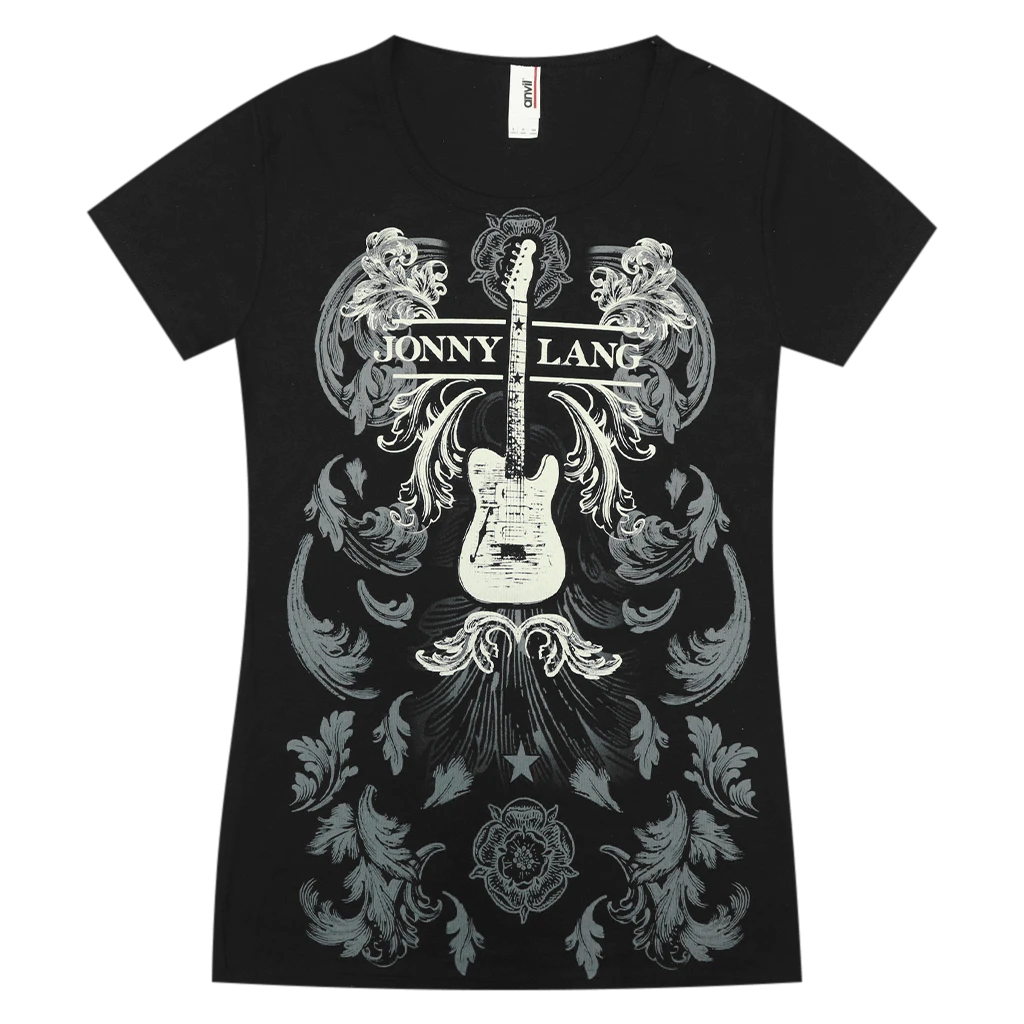Jonny Lang New Merch Guitar Tour Women's Black T-Shirt 4 Jonny Lang New Merch Guitar Tour Women's Black T-Shirt
