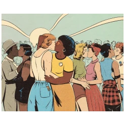 Autostraddle "Kiss-In" By Jenifer Prince - Art Print