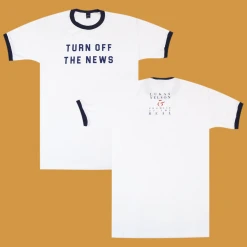 Lukas Nelson & Promise Of The Real Turn Off The News - Back Logo White/Navy Ringer T-Shirt New Merch