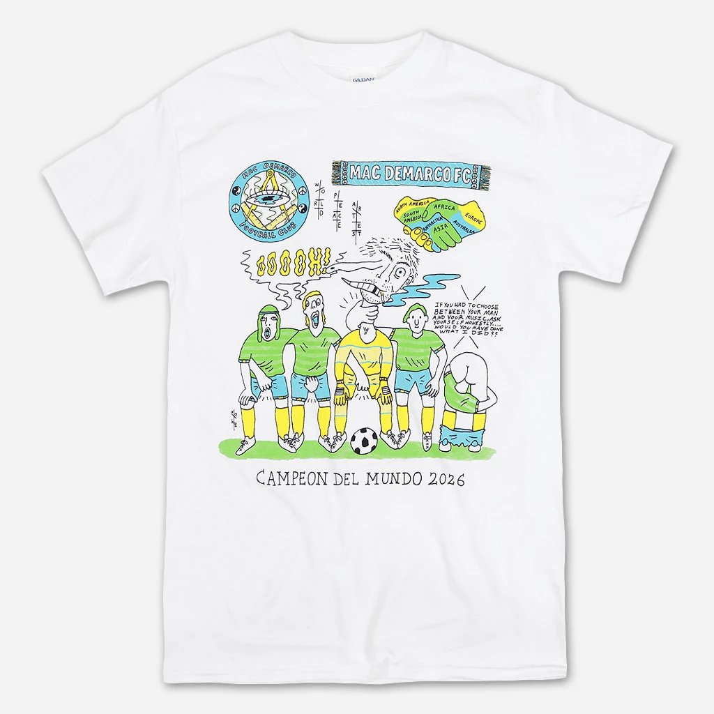 Mac DeMarco New Merch Football Club White T-Shirt 1 Mac DeMarco New Merch Football Club White T-Shirt