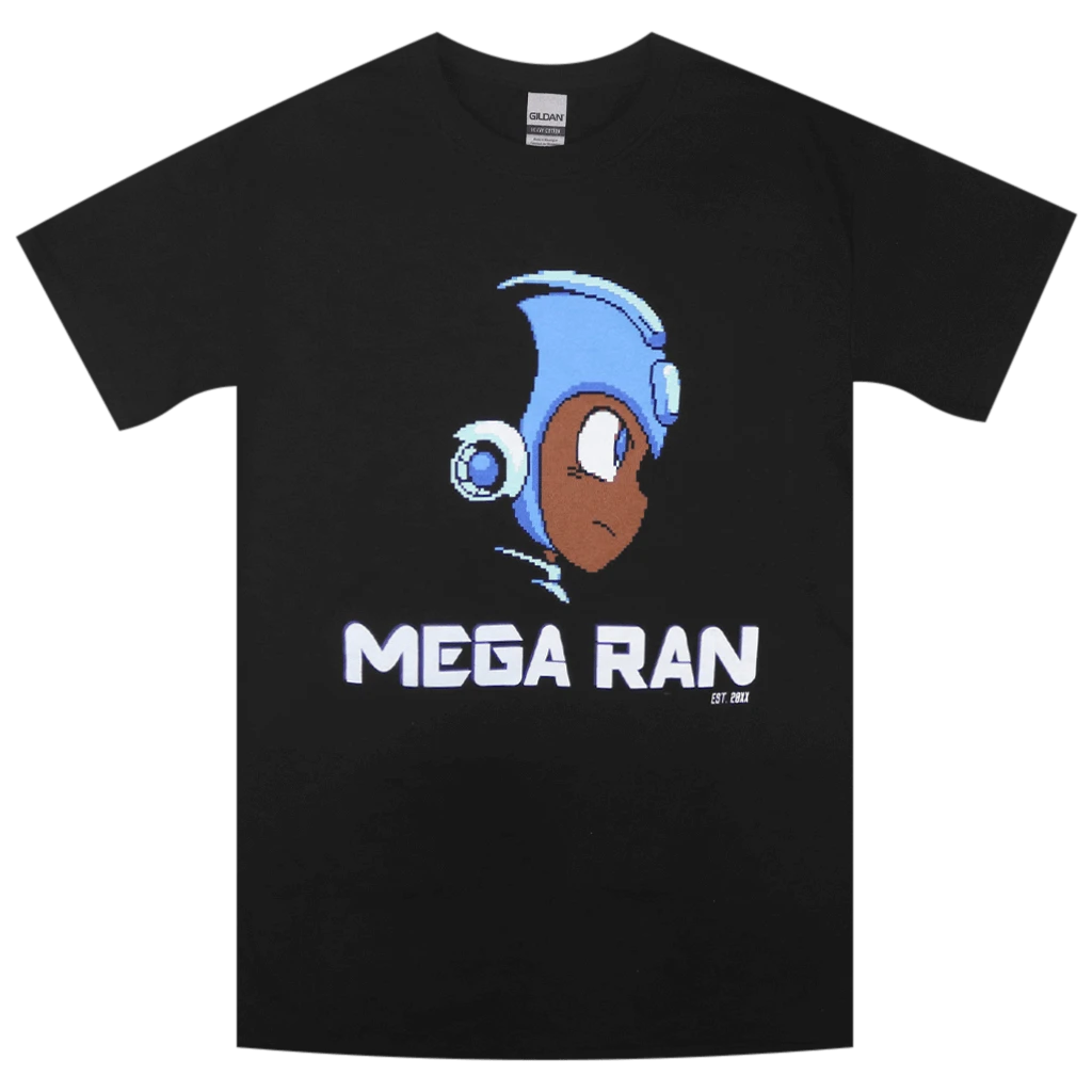 Mega Ran 8-Bit Profile Black T-Shirt 1 Mega Ran 8-Bit Profile Black T-Shirt