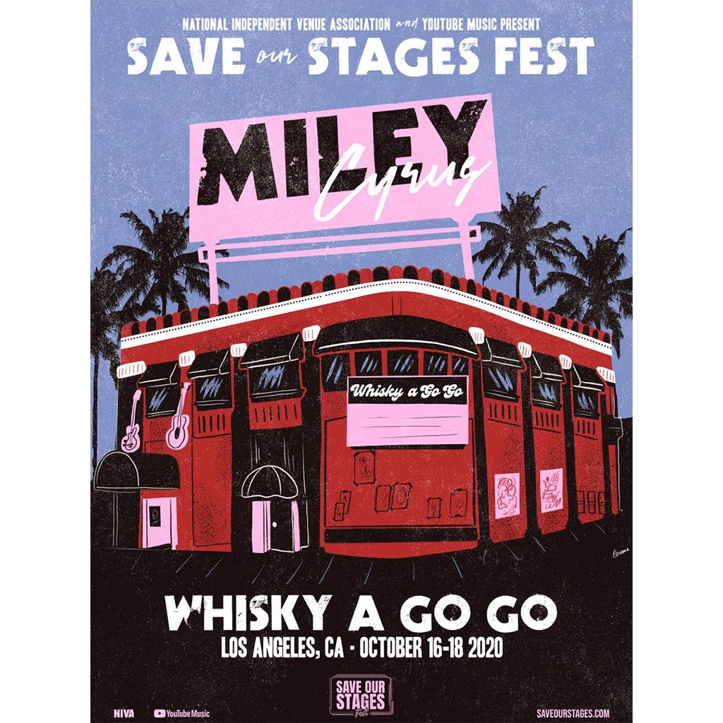NIVA Miley Cyrus Live At Whisky A Go-Go - Hand Screen-Printed Poster New Merch 1 NIVA Miley Cyrus Live At Whisky A Go-Go - Hand Screen-Printed Poster New Merch