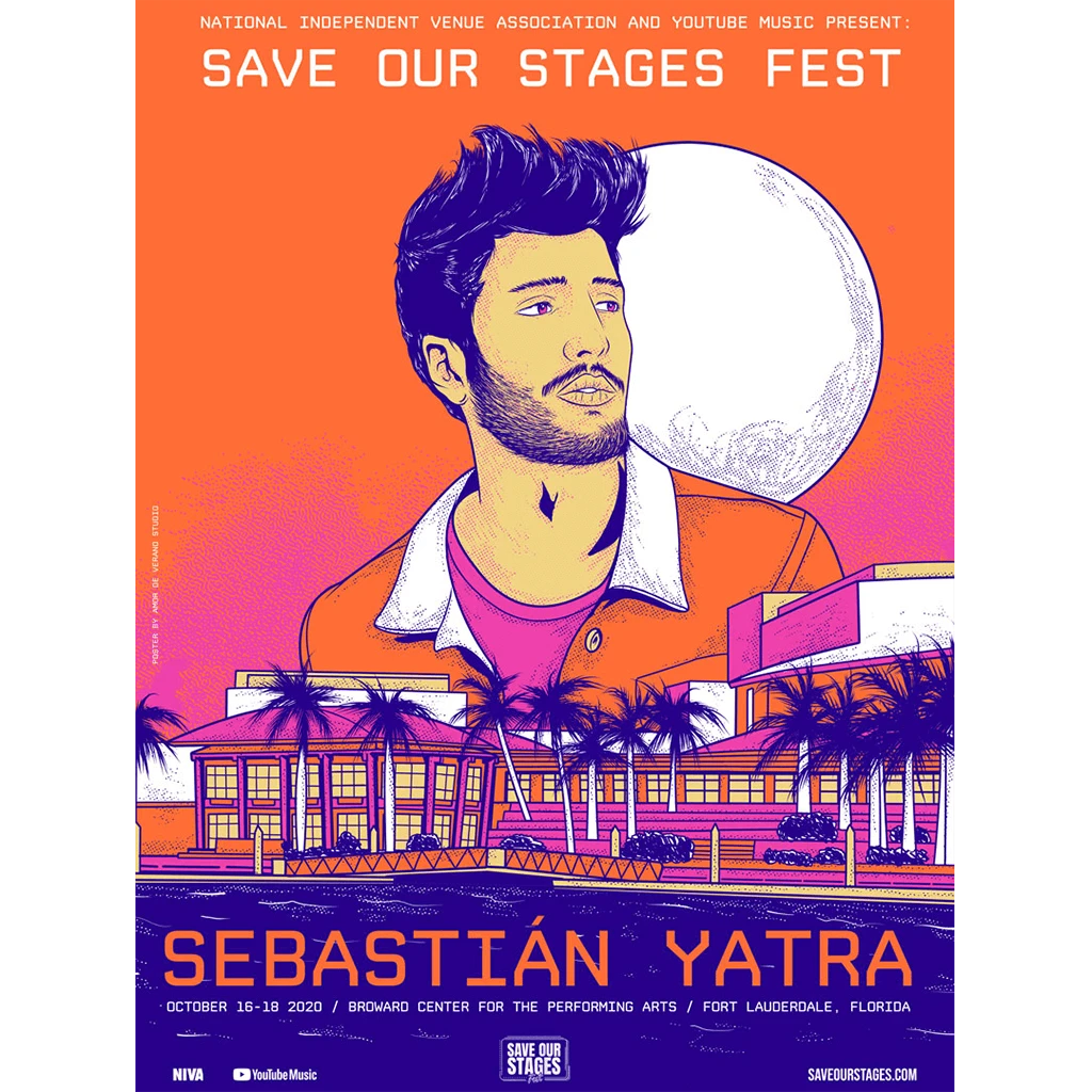 NIVA Sebastián Yatra Live At Broward Center - Hand Screen-Printed Poster 1 NIVA Sebastián Yatra Live At Broward Center - Hand Screen-Printed Poster