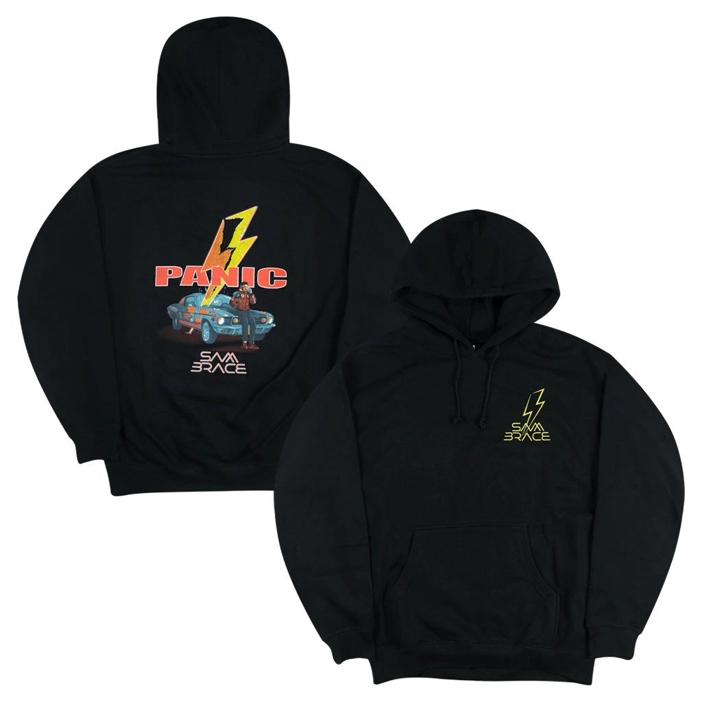 Sam Brace New Merch Panic Black Hoodie 1 Sam Brace New Merch Panic Black Hoodie