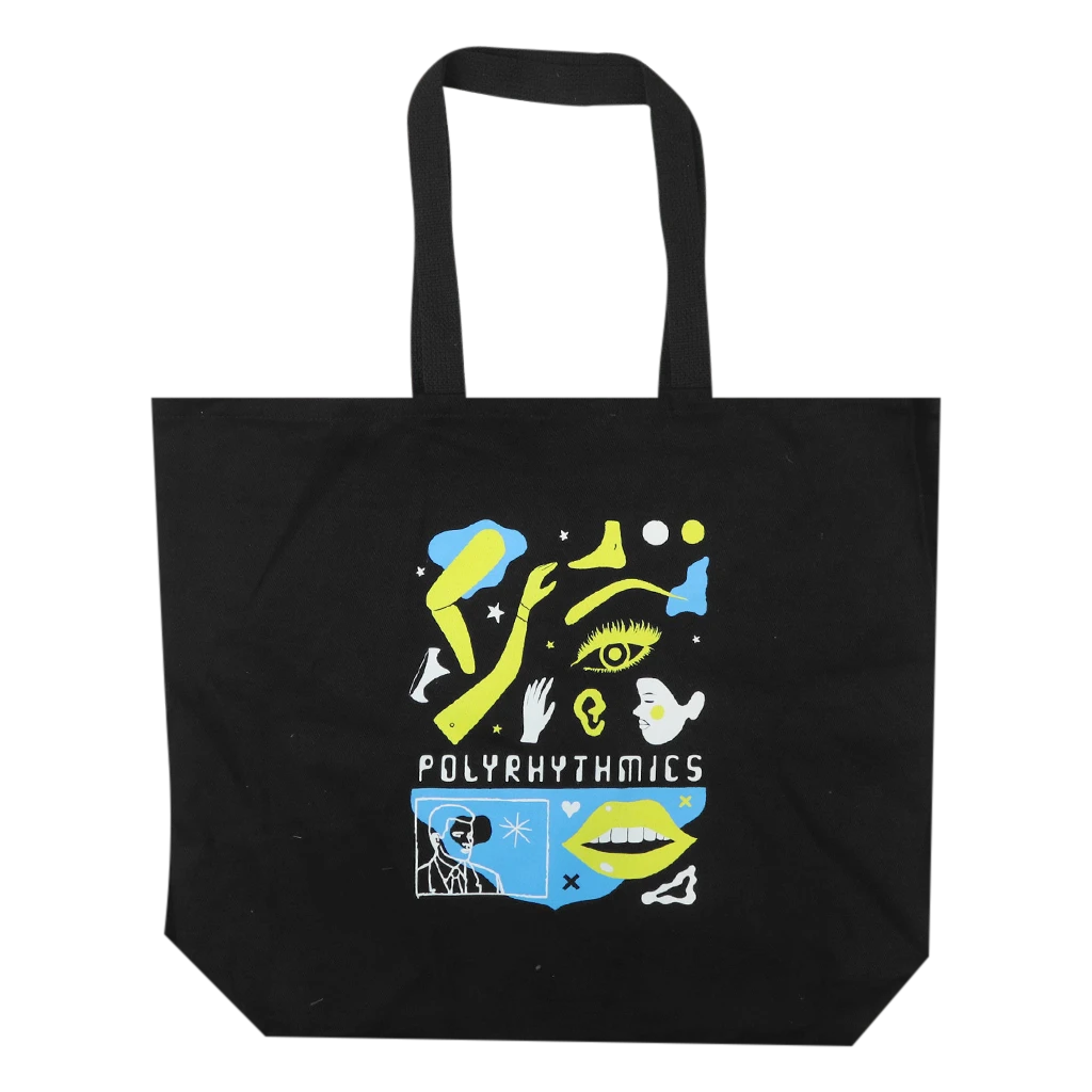 Polyrhythmics Sci-Fi Black Jumbo Tote Bag 1 Polyrhythmics Sci-Fi Black Jumbo Tote Bag