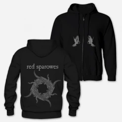 Red Sparowes Crocodiles Black Zip Up Hoodie New Merch