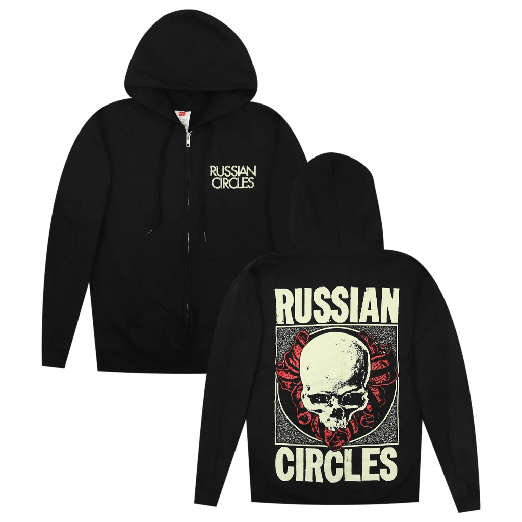 Russian Circles (Band) Skullflower Black Zip Hoodie New Merch 1 Russian Circles (Band) Skullflower Black Zip Hoodie New Merch