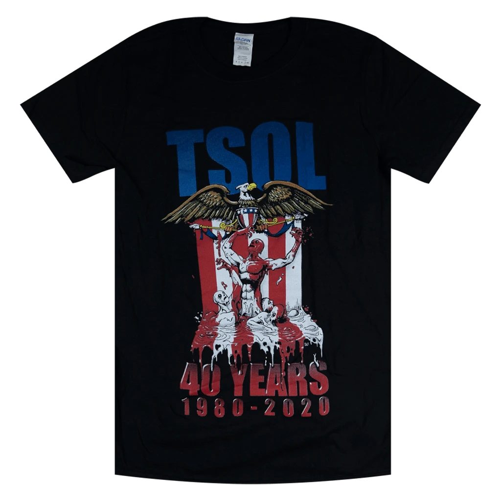 T.S.O.L. 40 Years Flag Black T-Shirt 1 T.S.O.L. 40 Years Flag Black T-Shirt