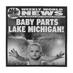 Weekly World News Baby Parts Lake Michigan Sticker