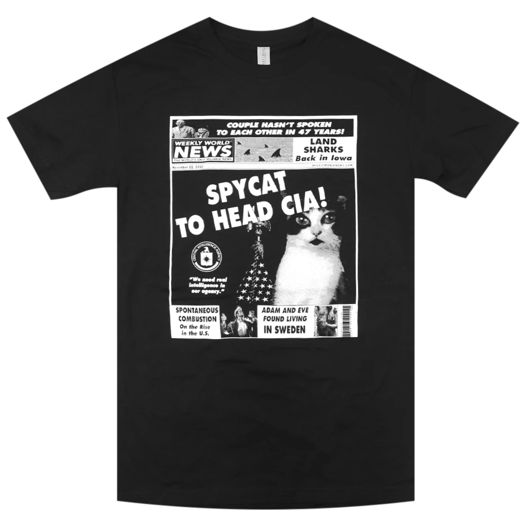 Weekly World News Spycat Black T-Shirt New Merch 1 Weekly World News Spycat Black T-Shirt New Merch