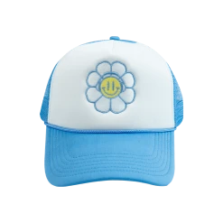Disco Lines Flower Face Snapback Trucker Hat