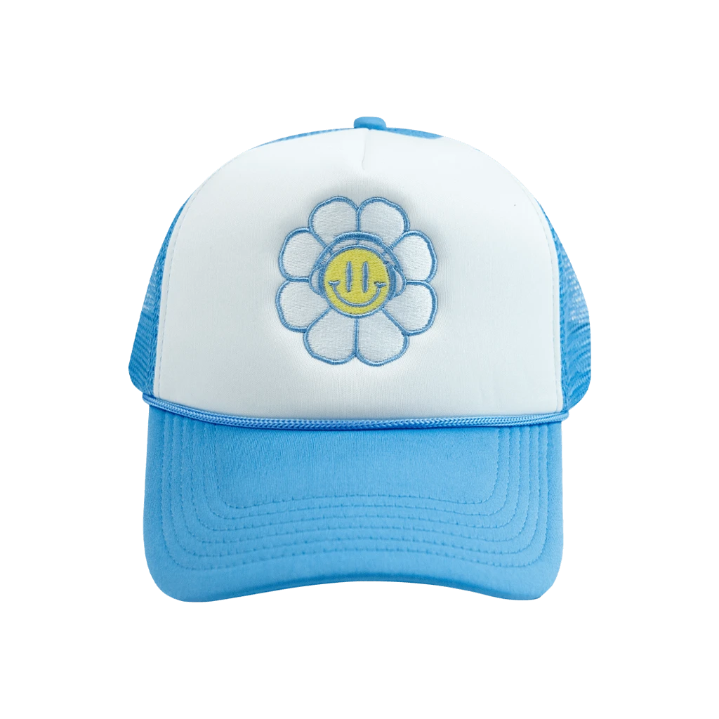 Disco Lines Flower Face Snapback Trucker Hat 2 Disco Lines Flower Face Snapback Trucker Hat