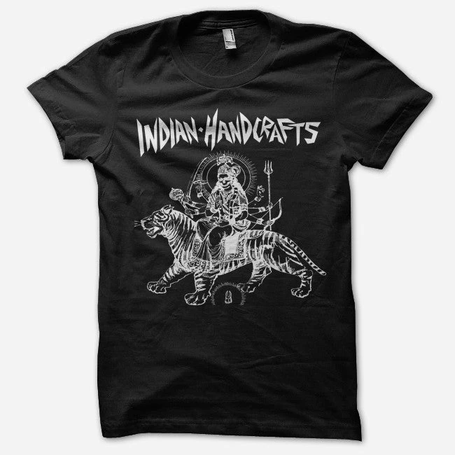 Indian Handcrafts New Merch Tiger Woman Black T-Shirt (White Ink) 1 Indian Handcrafts New Merch Tiger Woman Black T-Shirt (White Ink)