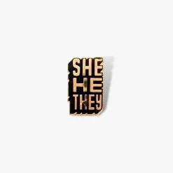 Autostraddle New Merch She/He/They Pronoun Pin